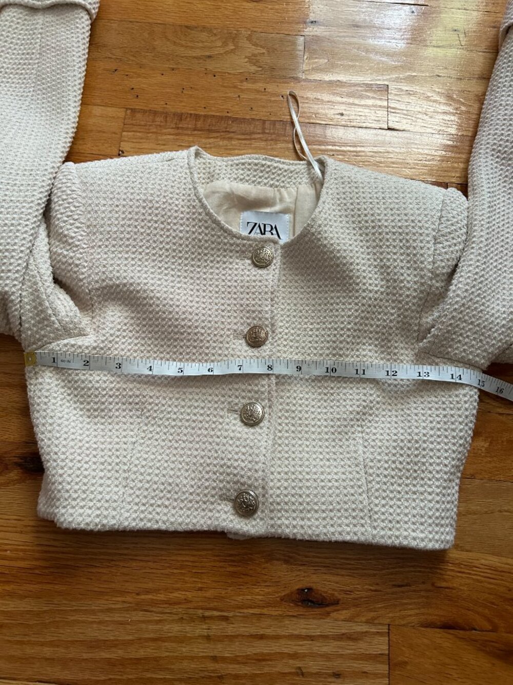 Zara Ivory Cropped Tweed Jacket Women's Extra Small Polished Office Work EUC - Picture 10 of 12